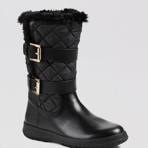 NEW Michael Kors FLAT Aaron fur trimmed quilted leather winter Boots 10